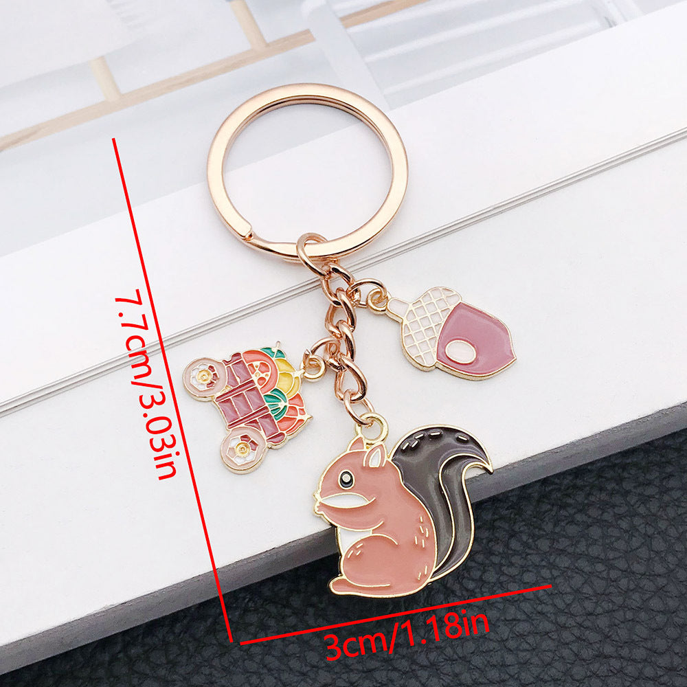 Wholesale Thanksgiving Oil Drop Squirrel Pine Cone Keychain ACC-KC-Luneng008