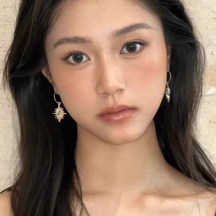 Wholesale Bohemian Sunflower Blue Turquoise Earrings