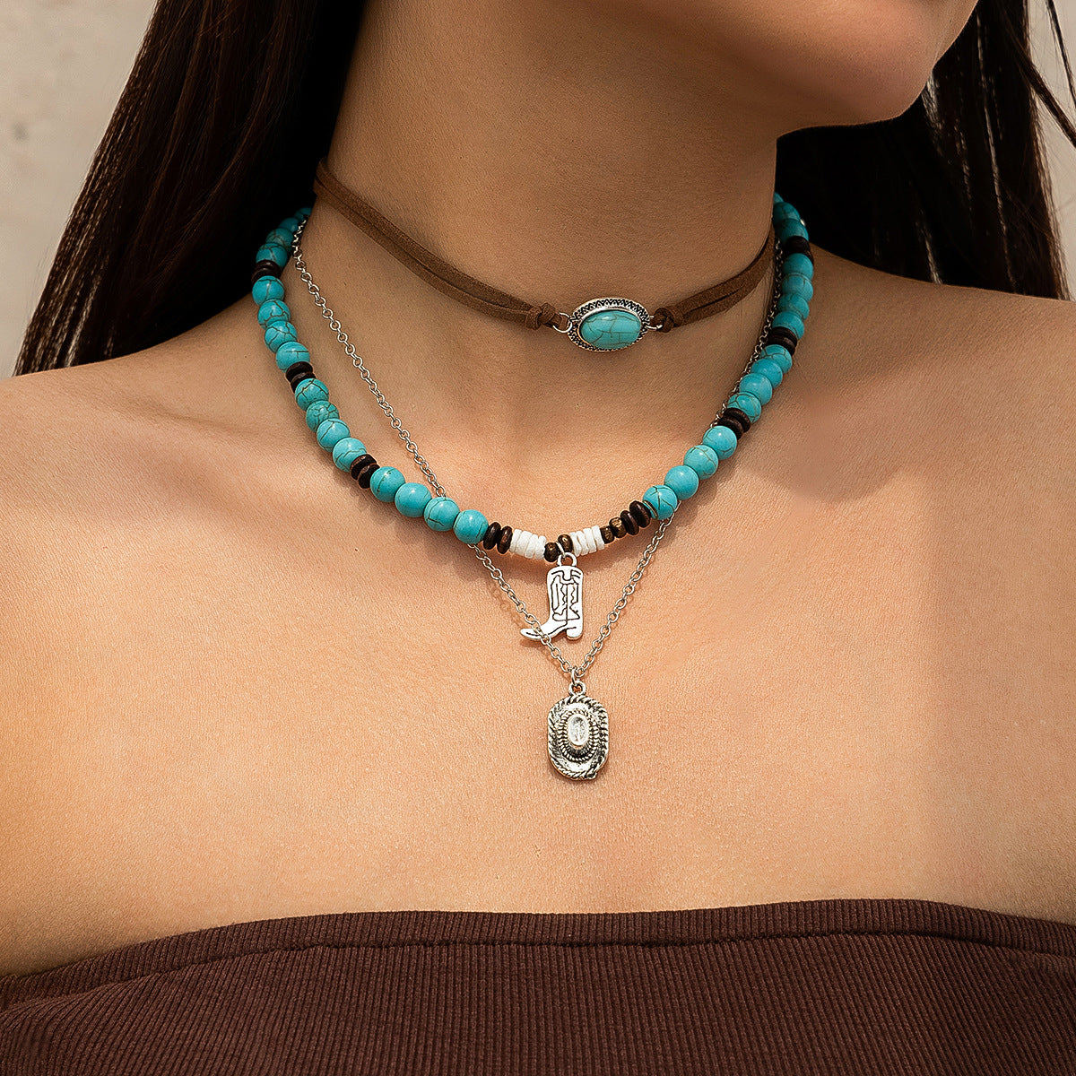 Wholesale Vintage Ethnic Beaded Necklace Set with Cactus Motif Fashion Accessory