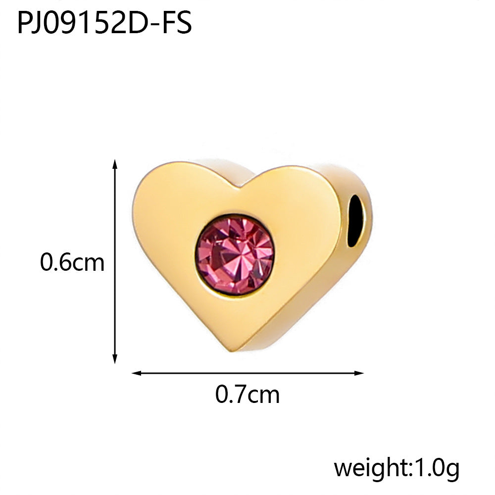 Wholesale Heart DIY stainless steel December birthstone set peach heart pendant