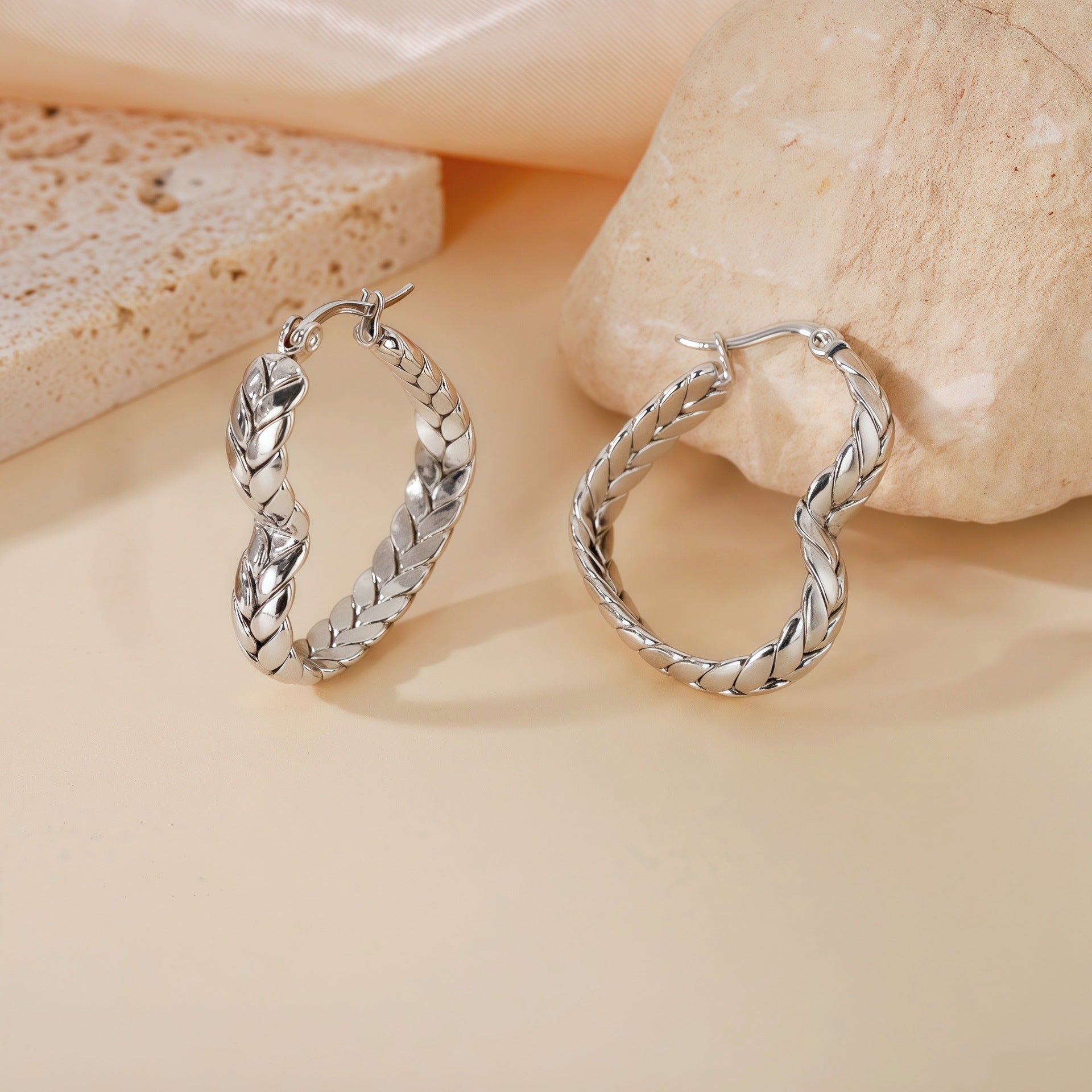 Wholesale Titanium Steel Wheat Ear Earrings