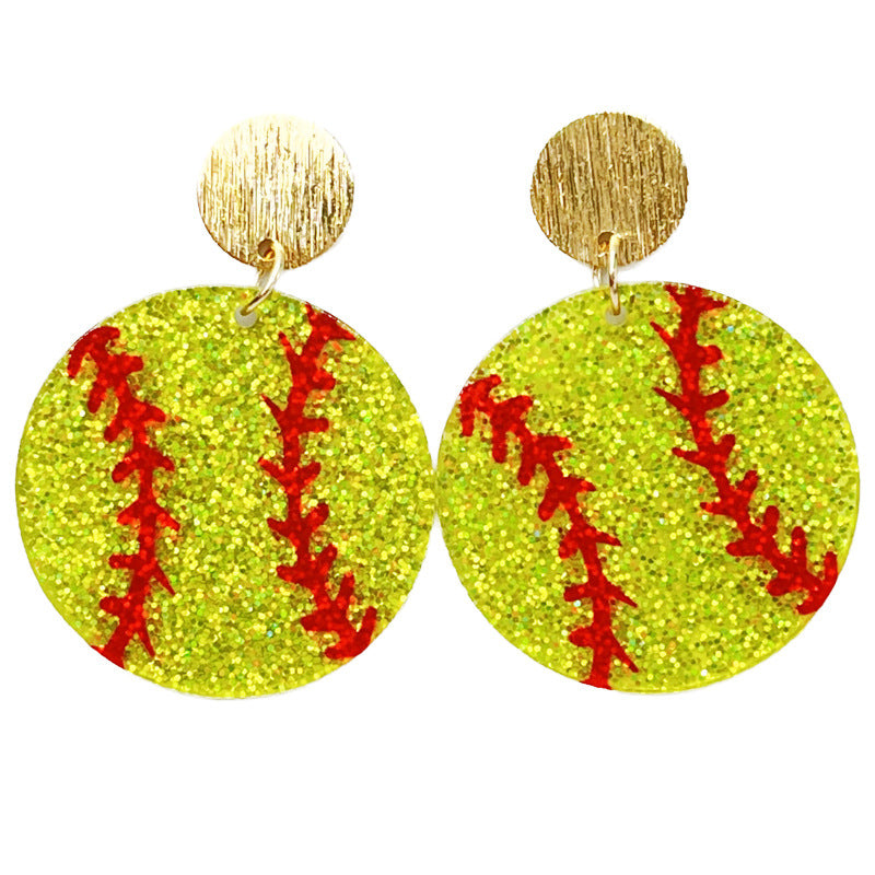 Wholesale 2pairs/pack Glitter Sports Football Basketball Acrylic Stadium Cheering Atmosphere Earrings ACC-ES-HY116