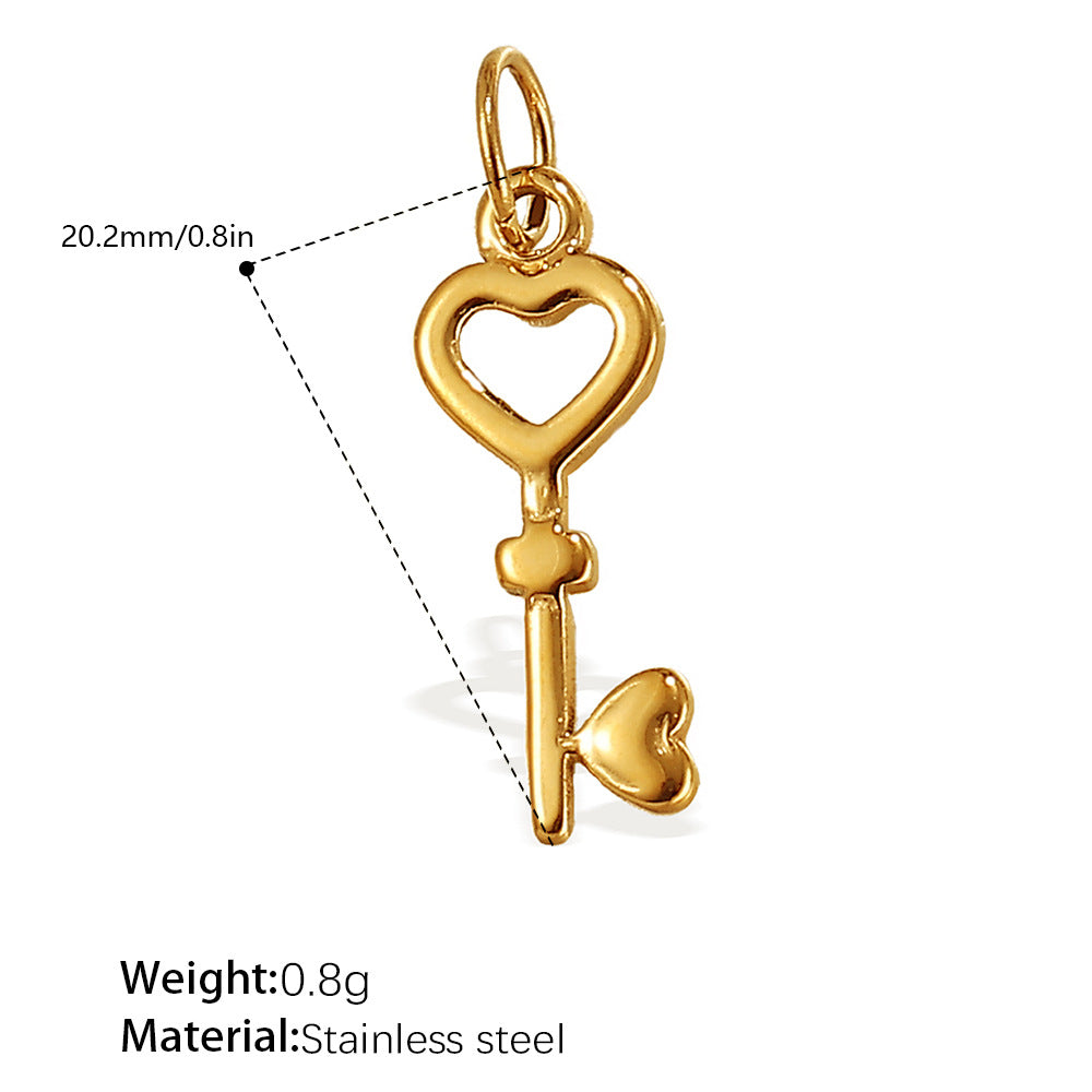 Wholesale Diamond-Encrusted Key Lock Stainless Steel Pendant Accessories