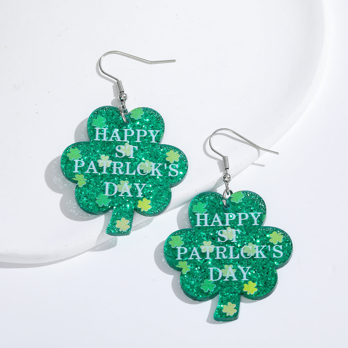 Wholesale Cross St. Patrick's Day Shamrock Acrylic Earrings