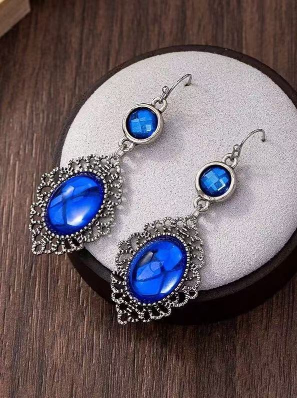 Wholesale Exaggerated Ethnic Gemstone Earrings,  Zinc Alloy Electroplated,  Jewelry Accessory
