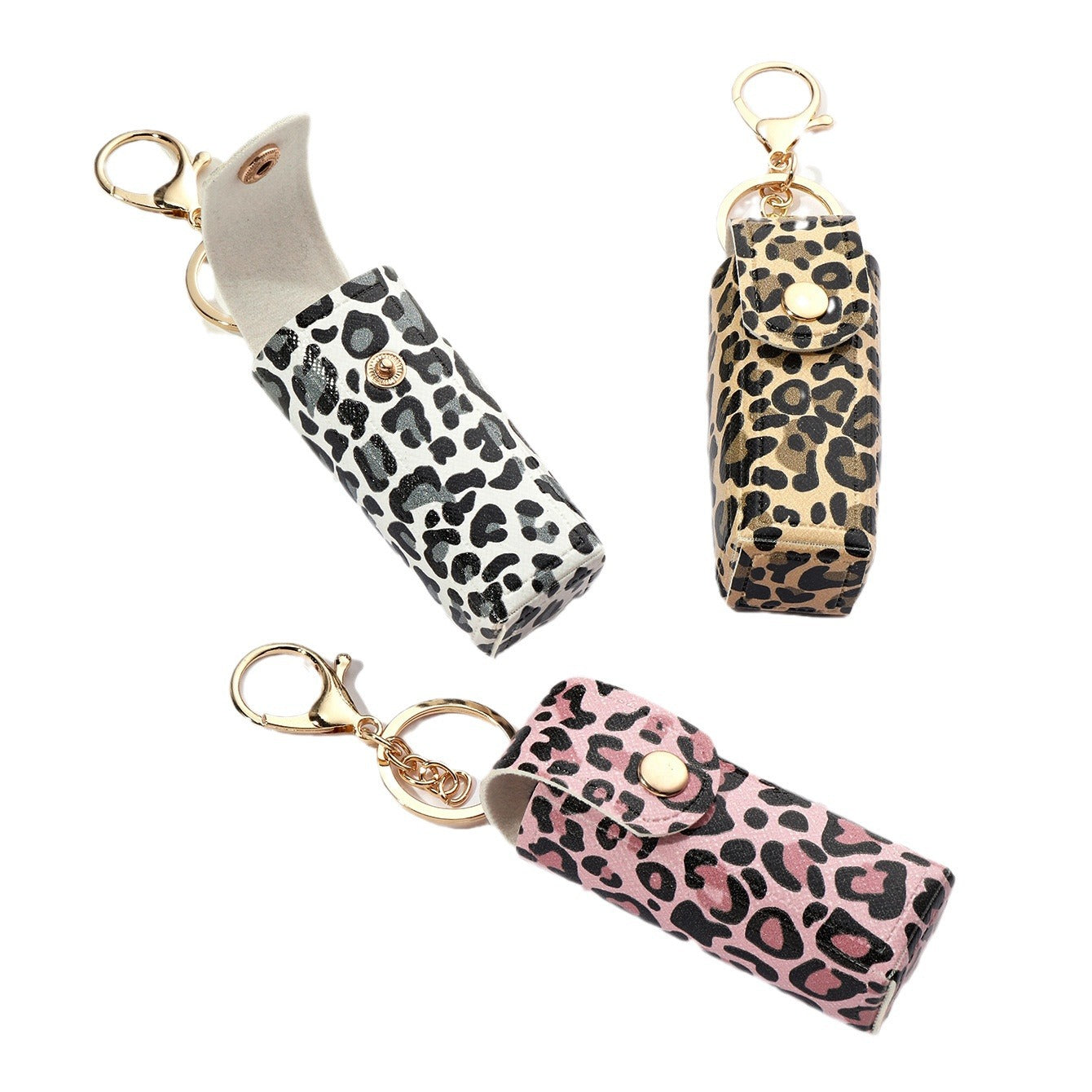 Wholesale Leopard Print Lipstick Bag Pu Leather Keychains ACC-KC-XTZ003