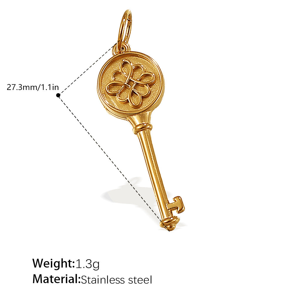 Wholesale Diamond-Encrusted Key Lock Stainless Steel Pendant Accessories