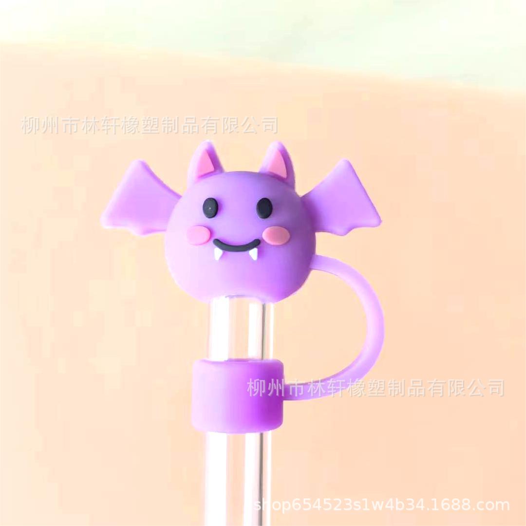 Wholesale  10mm Halloween Creative Cartoon Sports PVC Soft Straw Tube Cap