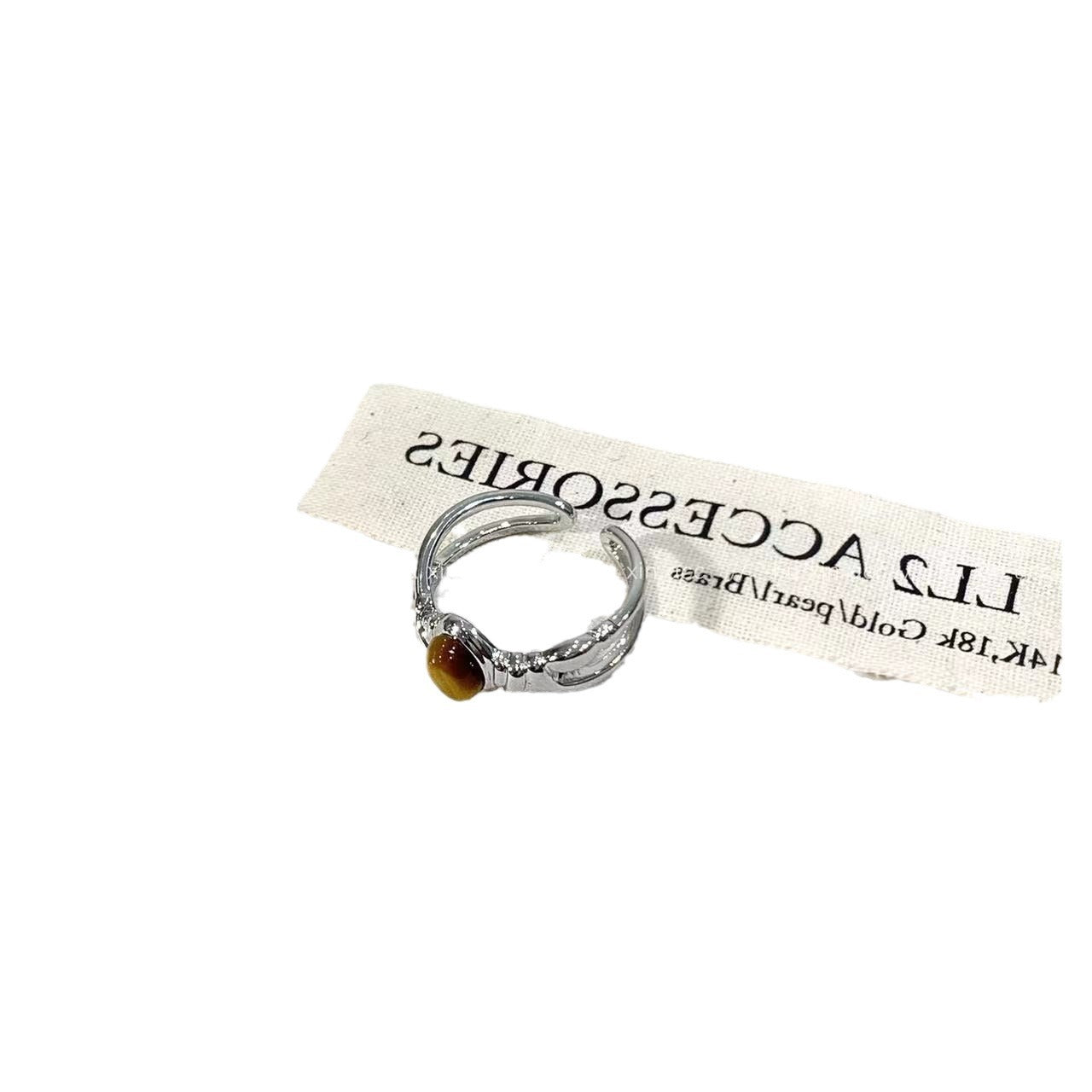 Wholesale Green Cat's Eye White Chalcedony Ring