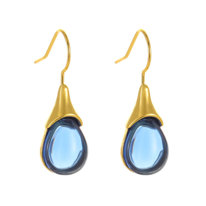 Wholesale Teardrop-shaped Cat's Eye Earrings Four-color Gemstone Earrings ACC-ES-LR001