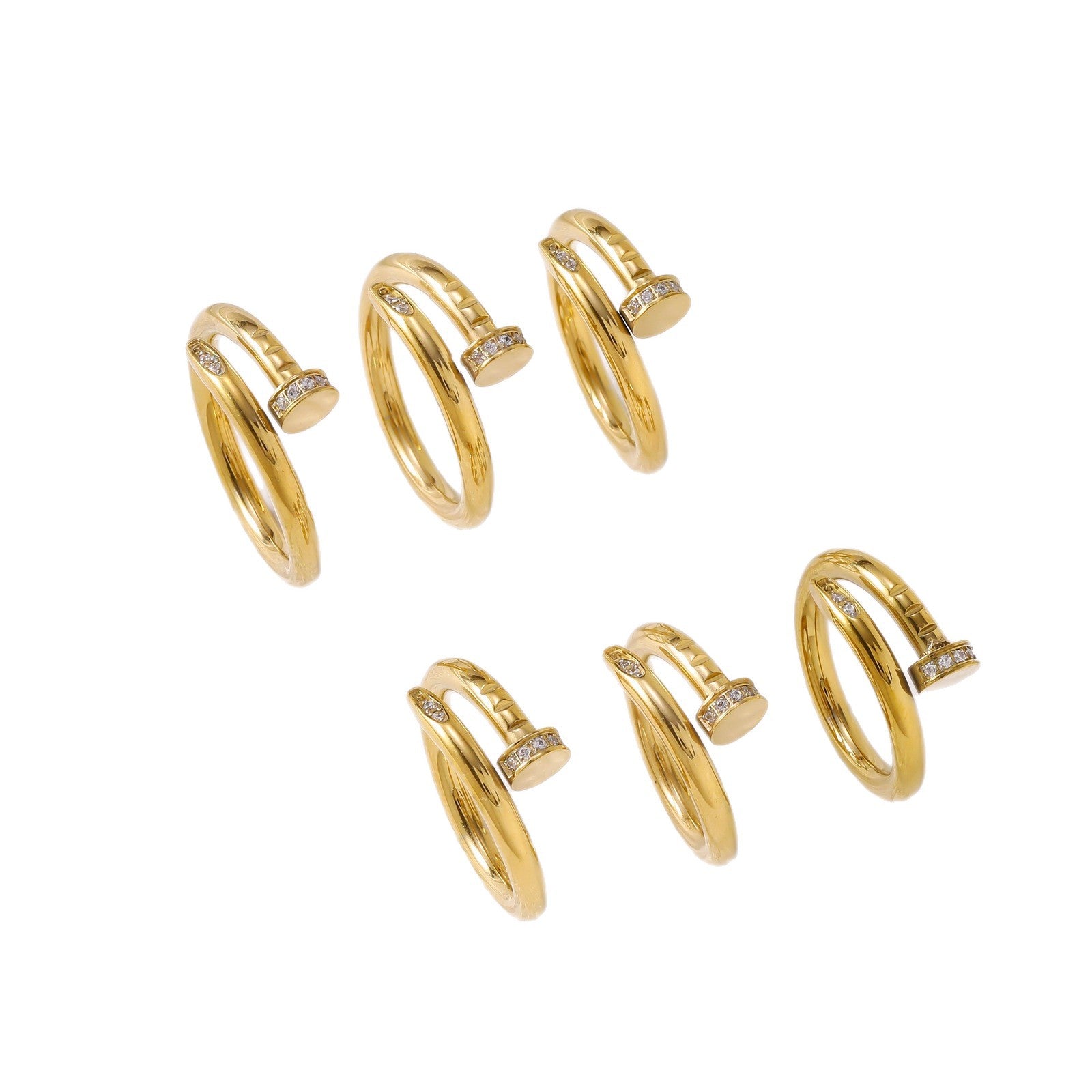 Wholesale Trendy Diamond Nail Couple Ring Everyday Fashion Accessory Gift