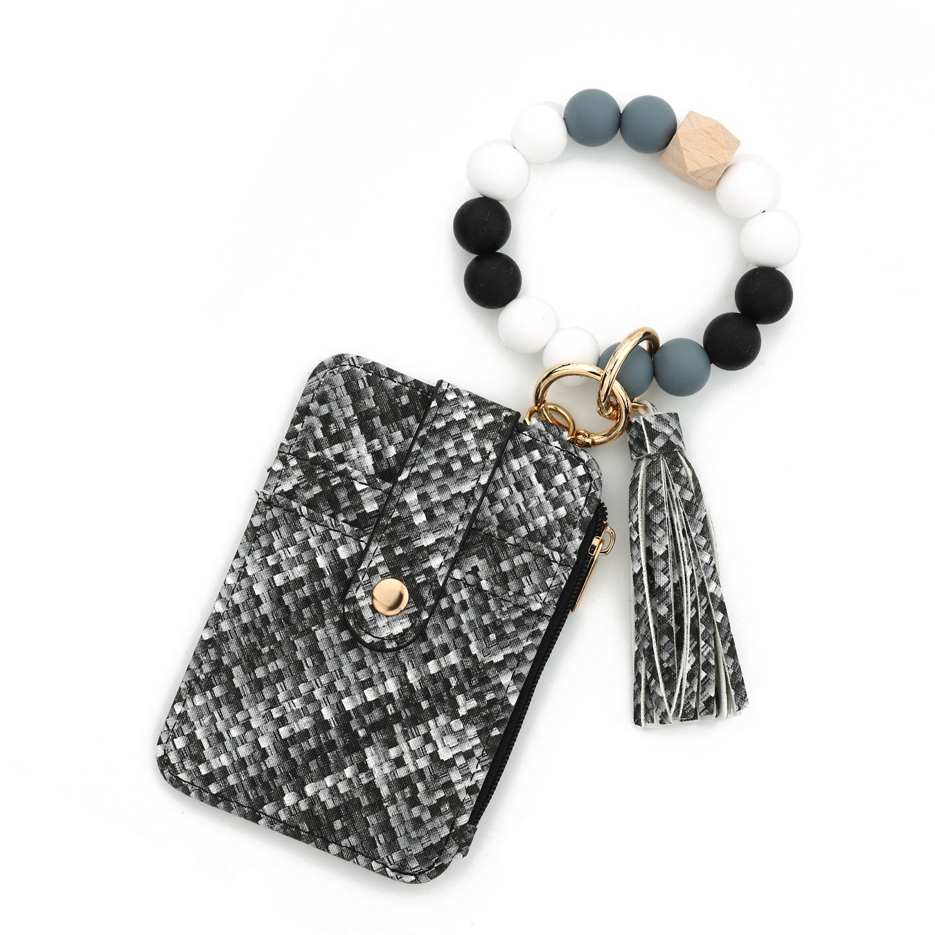 Wholesale  Pattern Folded Card Bag Tk Printed Leather Wallet Wristlet Keychain