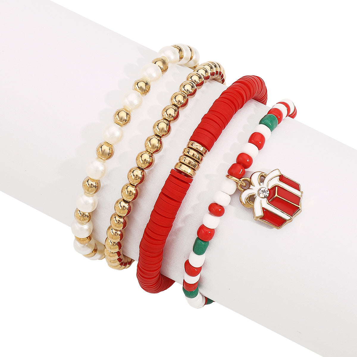 Wholesale Christmas Element Pendant Adjustable All-match Beaded Bracelet