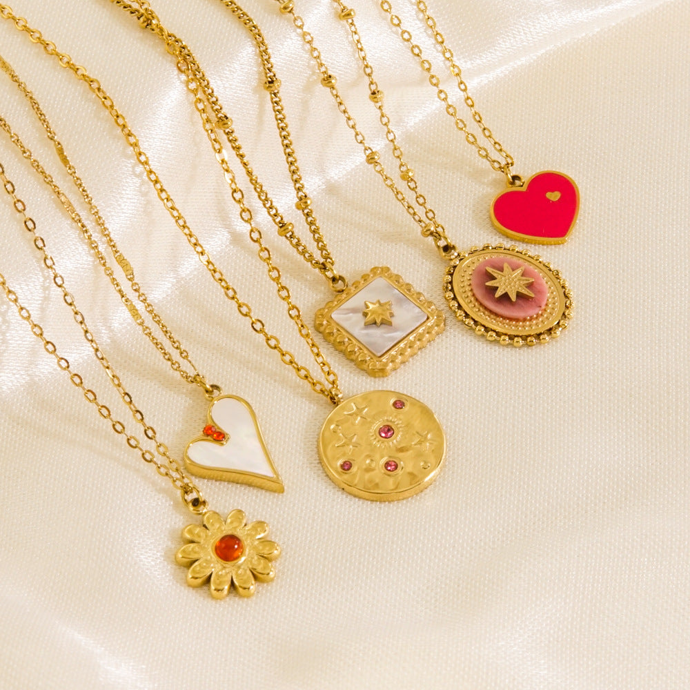 Wholesale  red titanium steel Women's necklace