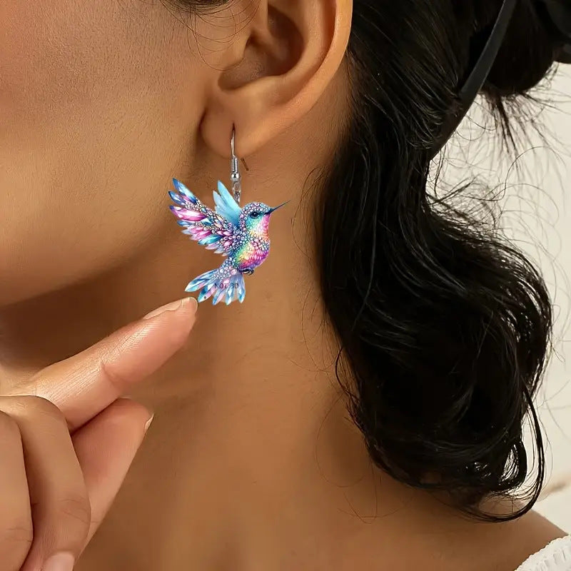 Wholesale Acrylic Multicolor Hummingbird Earrings