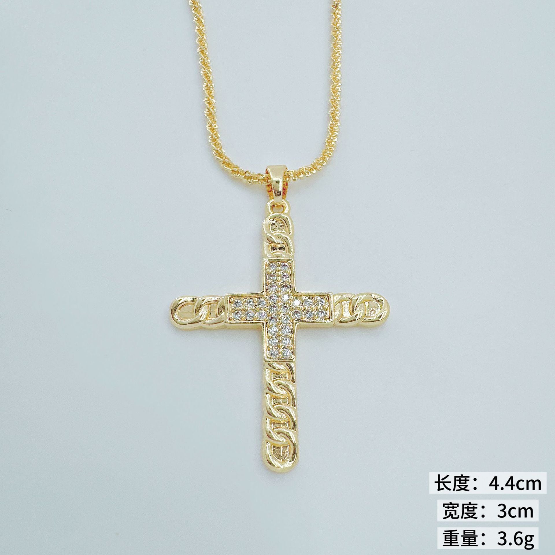 Wholesale Gold-Plated Copper Cross Pendant Necklace Trendy Jewelry Accessory for Women