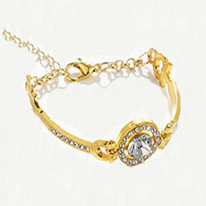 Wholesale Fashionable Geometric Sparkling Bracelet For Women Gold Tone Alloy Jewelry Everyday Wear Gift