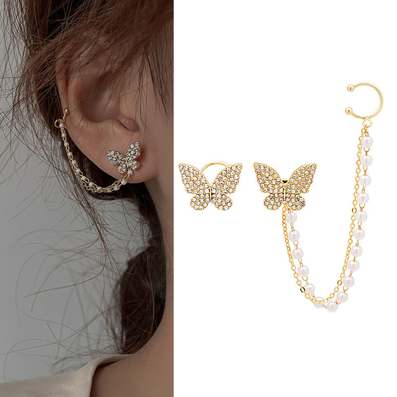 Wholesale  full diamond butterfly snake-shaped earrings