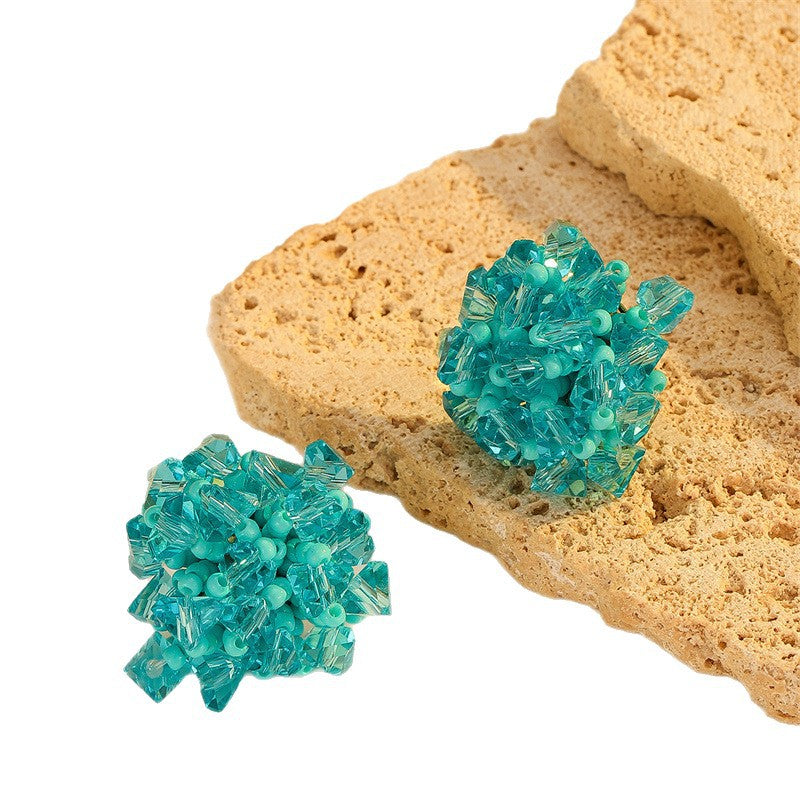 Wholesale Blue Flower Beaded Earrings