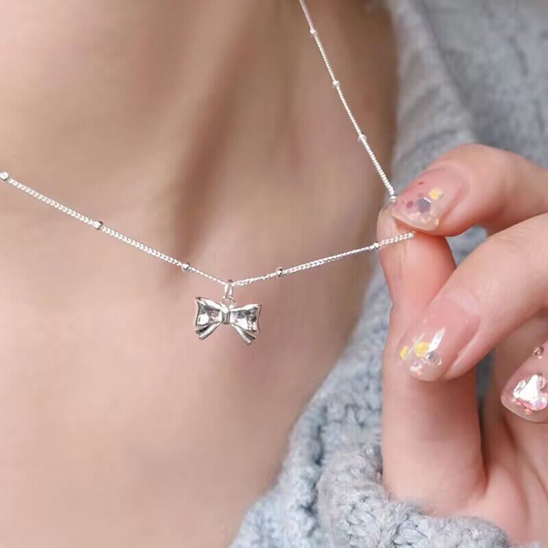 Wholesale Three-dimensional sweet bow necklace
