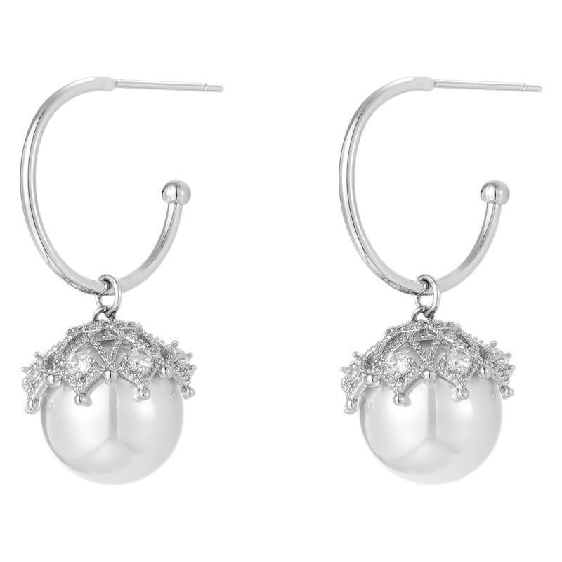 Wholesale Lace Pearl 925 Silver Pin  Earrings