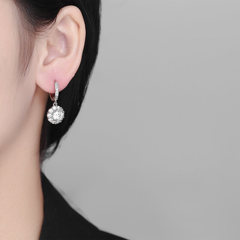 Wholesale Copper flower earrings with cubic zirconia
