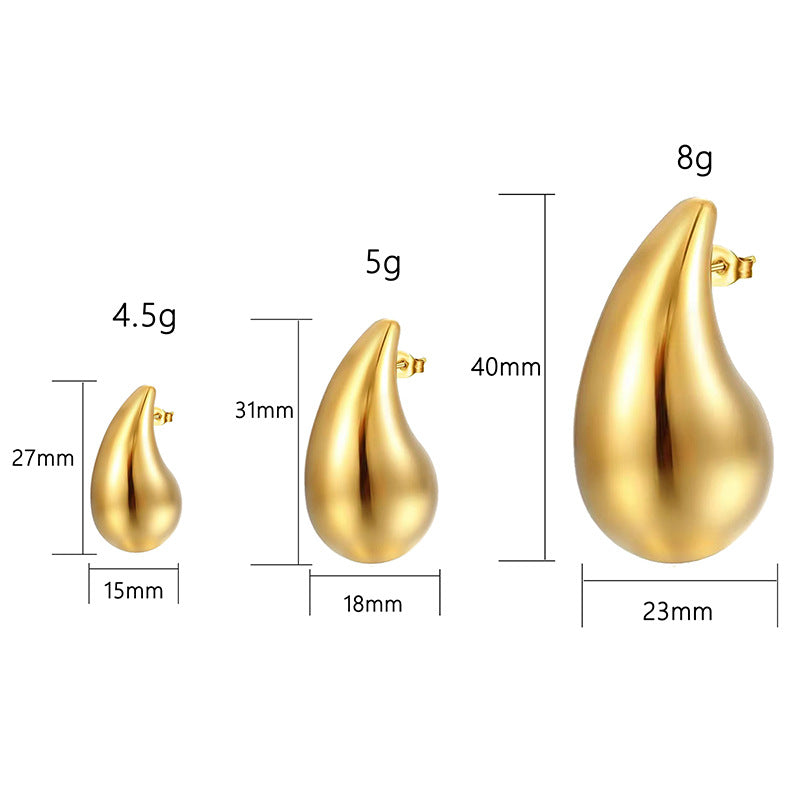 Wholesale Extra Large Teardrop Hollow Stainless Steel Earrings Gold Plated Fashion Accessory for Boutique Resale