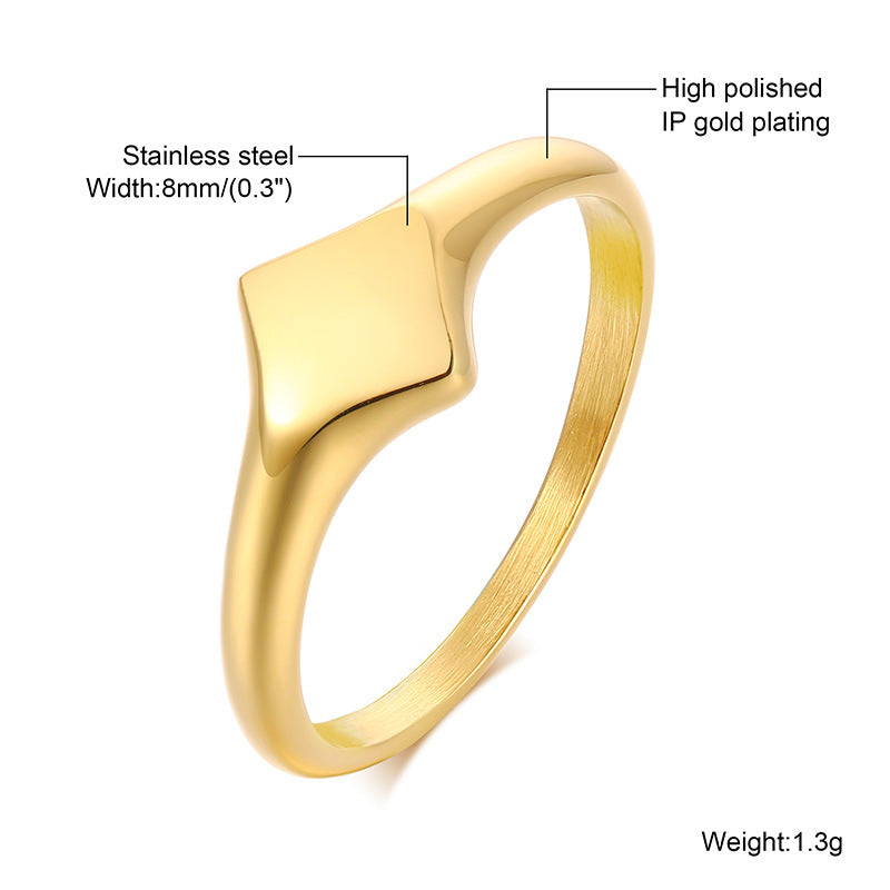 Wholesale Ring Stainless Steel Unisex Seal Gold Glossy ACC-RS-HuaLanXin005