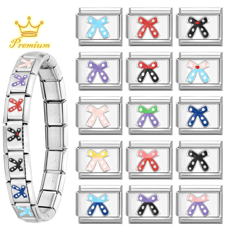 Wholesale Stainless Steel Italian Style Bow Charms,  DIY Bracelet Craft Accessories for Jewelry Making