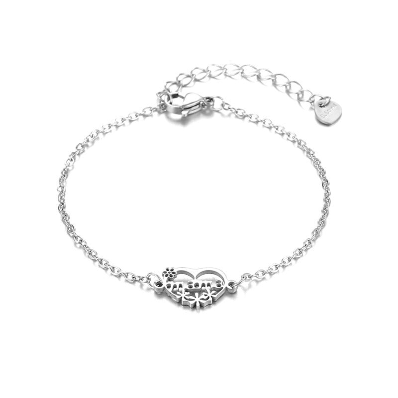 Wholesale Mama Love Titanium Steel Stainless Steel Mother's Day Bracelet ACC-BT-MinM001