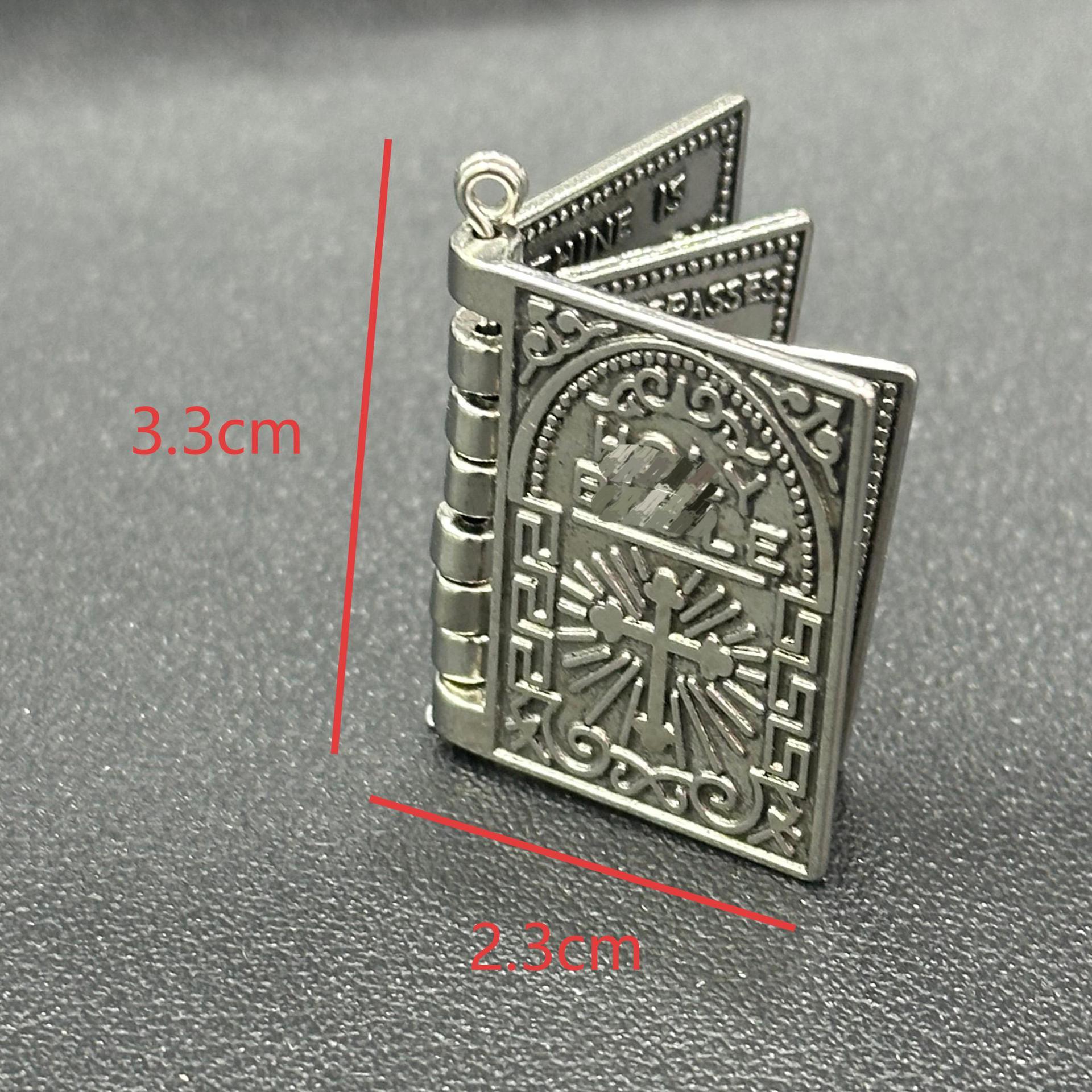 Wholesale Stainless Steel Gold Plated Openable Book Cross Pendant Necklace Retro Chic Jewelry Gift