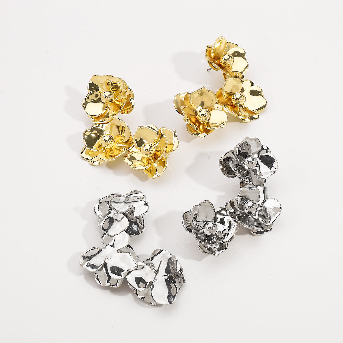 Wholesale Flower Earrings Fashion Retro All-match Metal Style Symmetrical Earrings