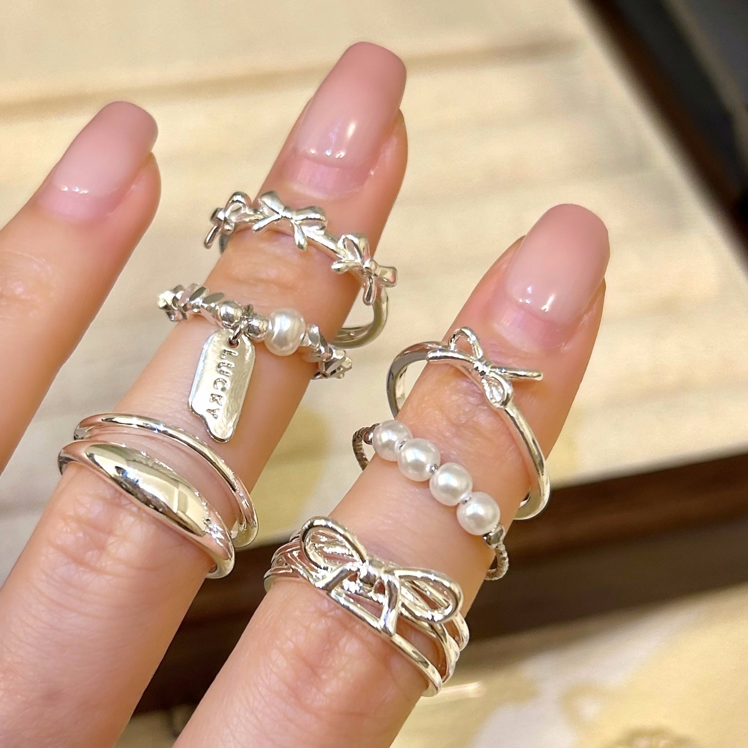 Wholesale Butterfly Pearl Ring 925 Sterling Silver Open Adjustment Index Finger Ring ACC-RS-Yues012