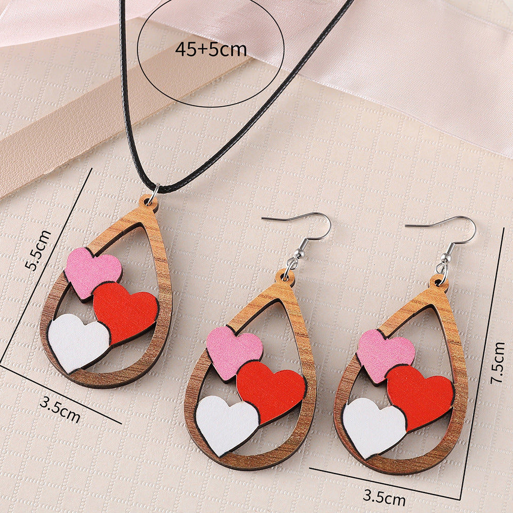 Wholesale Wooden Valentine' s Day Heart Earrings