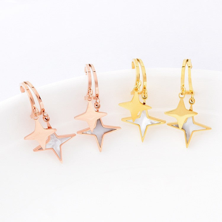 Wholesale Titanium Steel full diamond round pendant mid-length flower earrings