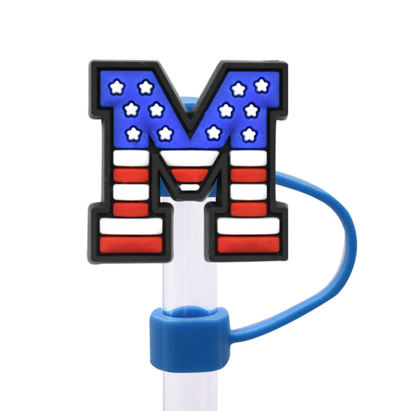 Wholesale Random 100pcs dustproof straw cap letter Straw Cover Straw Tube Cap