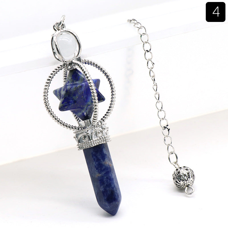 Wholesale Natural White Powder Amethyst  Hexagonal Pillar Crystal Pendant