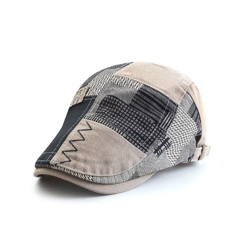 Wholesale Patchwork Plaid Cap Visor Retro Beret Hat ACC-HT-YangGuan007