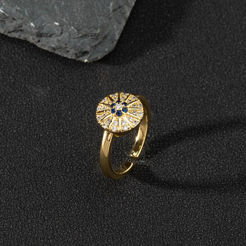 Wholesale Evil Eye Vintage Open Ring Copper Zircon Enamel Ring Fashion Jewelry Accessory For Everyday Wear