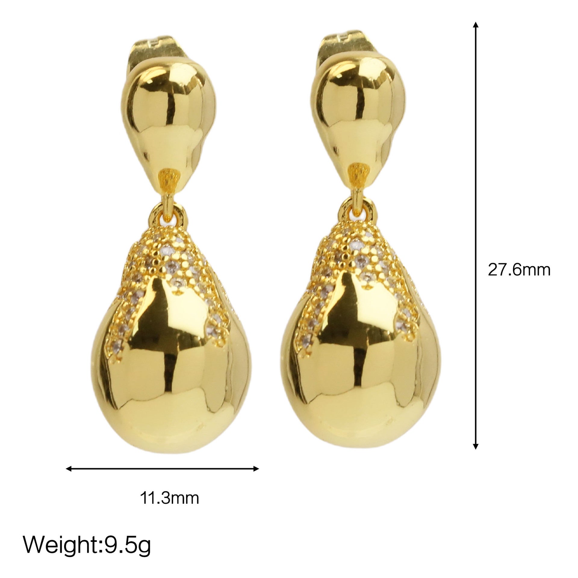 Wholesale 18k Gold Brass Zircon High Drop Earrings