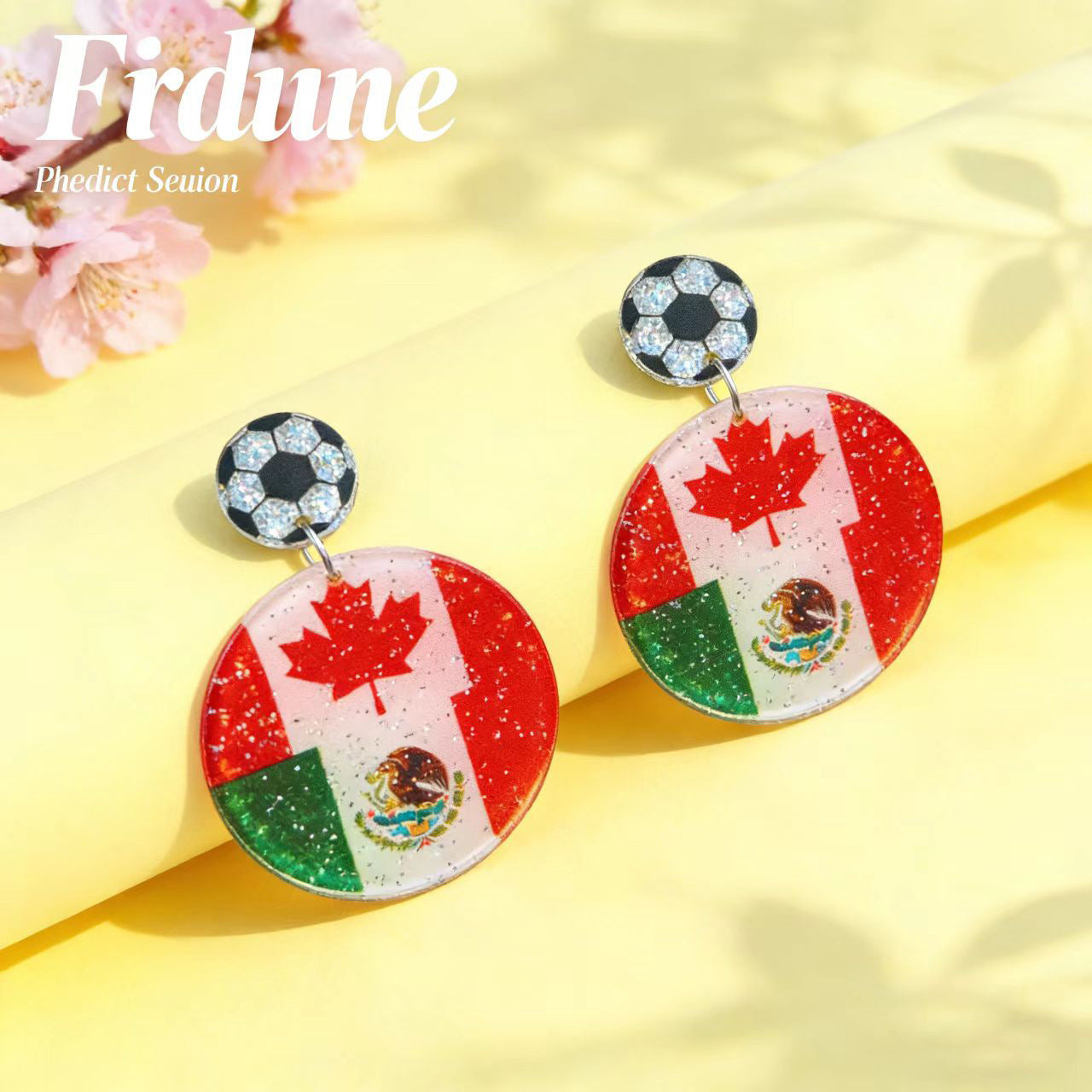 Wholesale US Canada Mexico World Cup Asian Football Champion Earrings