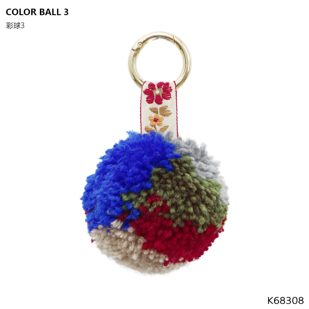 Wholesale Colorful Fur Ball Keychain Bag Pendant Bohemian Pendant Pom Pom ACC-KC-JM007