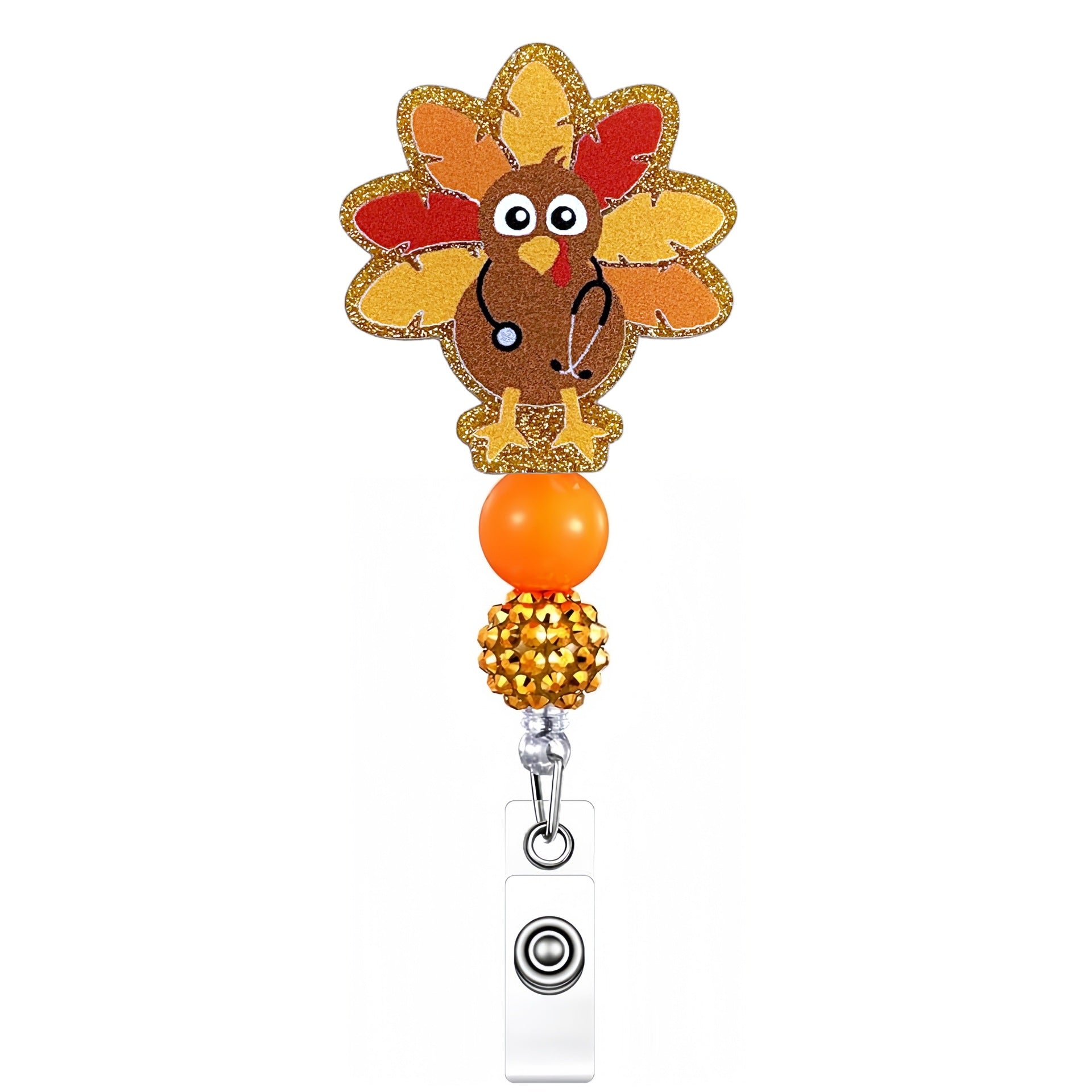 Wholesale 10pcs Acrylic Thanksgiving Badge Reels Keychains