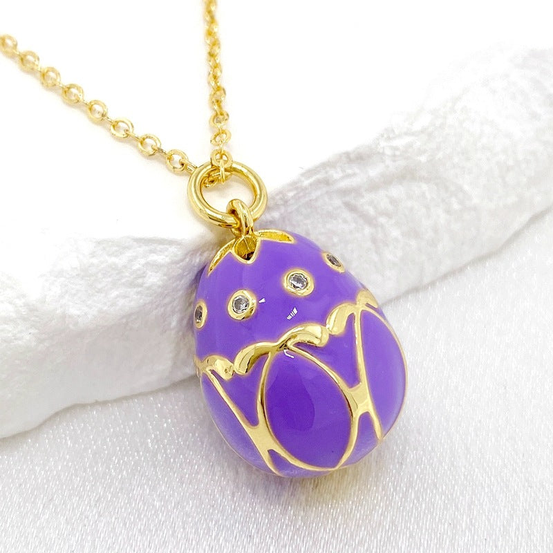 Wholesale 14K Colorful Pendant Easter Egg Pendant Necklace