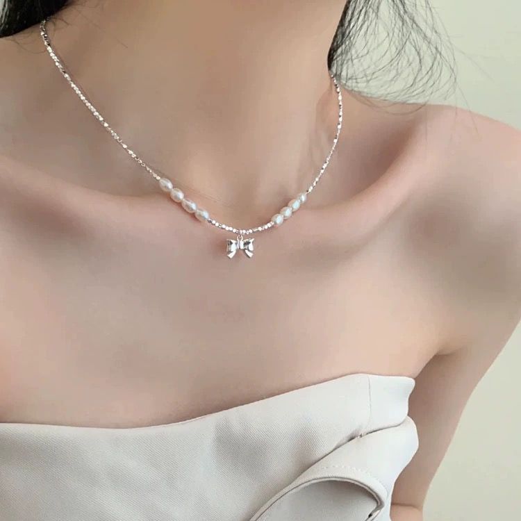 Wholesale silver Butterfly Pearl Necklace