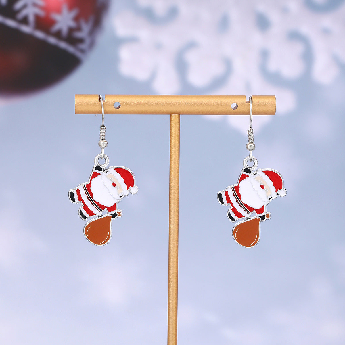 Wholesale Christmas Oil Drop Santa Claus Snowman Earrings ACC-ES-ZhuiWo004
