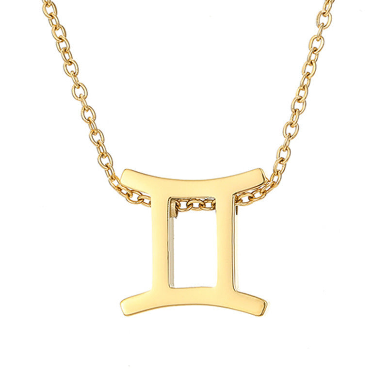 Wholesale Creative 12 Constellation Pendant Stainless Steel Gold Plated Necklaces ACC-NE-HongYu002