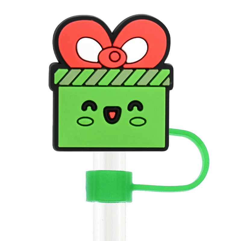 Wholesale Random 100pcs Christmas 10mm PVC Soft Straw Tube Cap ACC-SCR-RYY078