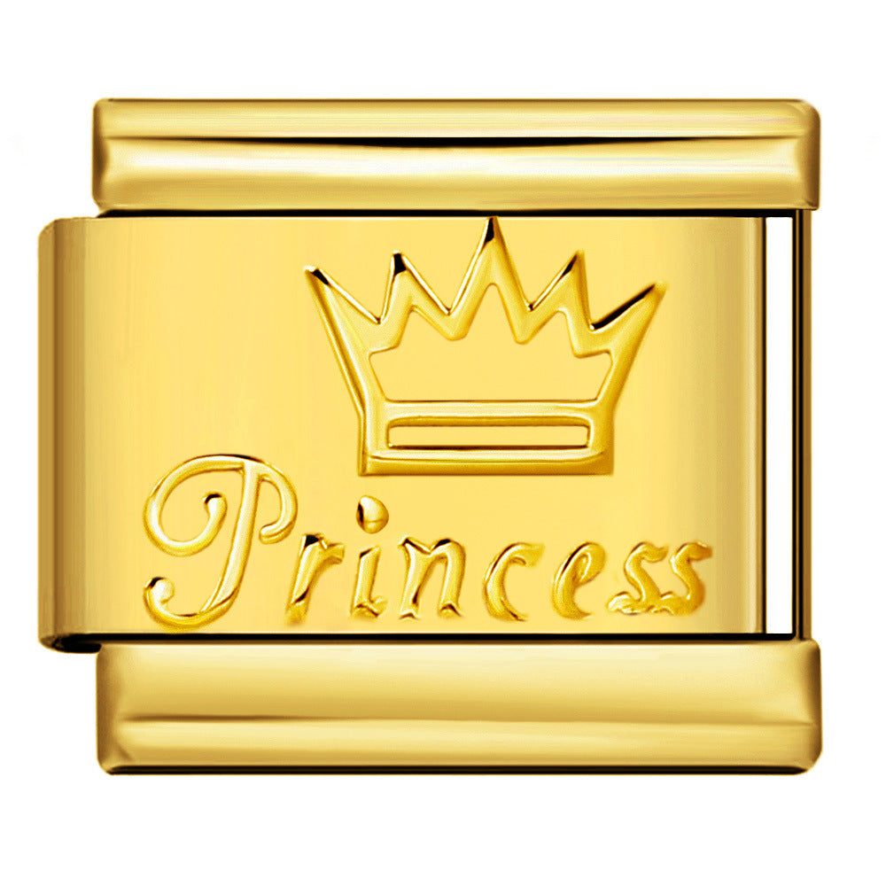 Wholesale Italian Charm Bracelet 9mm DIY Splicing Removable Colored Oil Drop Crown Stainless Steel Composable Bracelet