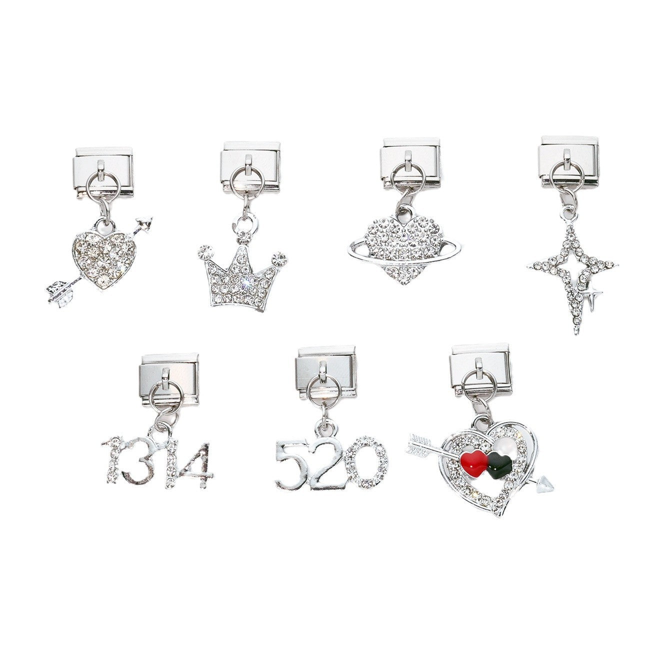Wholesale 10pcs Italian Charm Bracelet 9mm DIY Splicing Heart Star Series Stainless Steel Composable Bracelet